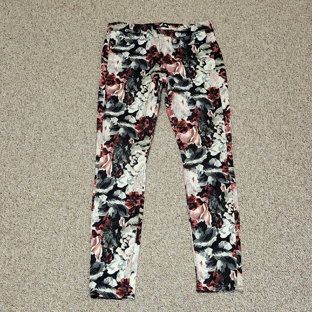 7 For All Mankind Multicolor Floral 5 pocket Pants Women's Sz 28 school date - Picture 3 of 7